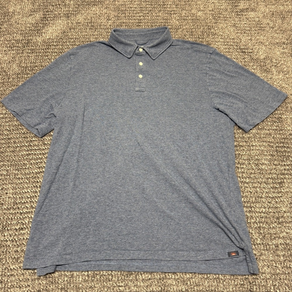 Faherty Mens XL Heather Blue Polo Shirt Short Sleeve Three Button Casual